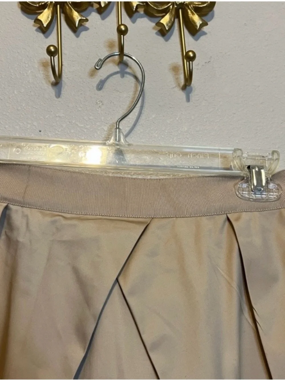 NWT, Woman’s Pleated Skirt in Light Beige